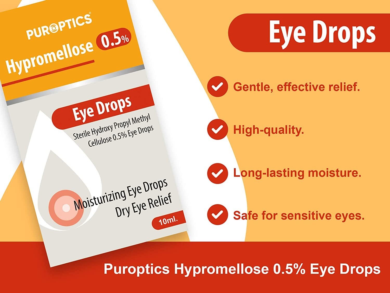 Puroptics Hypromellose 0.5 Eye Drops For Dry Eyes 10ml Moisturizing
