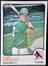 1973 Topps #382 Mike Hegan, Baseball Trading Card, Vintage