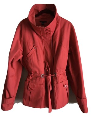 Tommy Hilfiger XL RED Trench Coat Rain Jacket water resistant belt