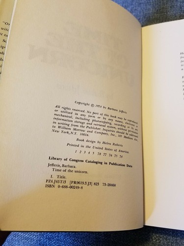 Tune Of The Unicorn By Jefferis, Barbara 1st Edition 1st Printing Vtg Rare HTF - Picture 5 of 12