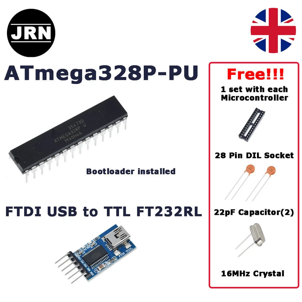 ATmega328P-PU Microcontroller MCU AVR 32K 20MHz FTDI USB to TTL 6Pin FT232RL UK