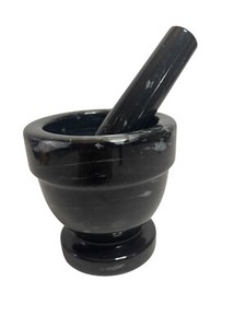 Creative Home Black Gray Marble Polished Mortar And Pestle