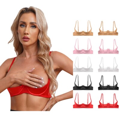 Damen Erotik Hebe BH Push Up Bra Offen Büstenhebe Bügel Sexy Dessous Transparent