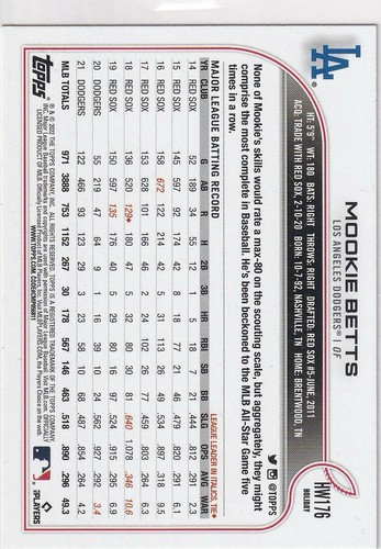 2022 Topps Holiday #HW176 Mookie Betts - Afbeelding 2 van 2
