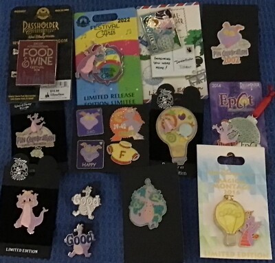 Disney 18 lot FIGMENT  LE events cast lanyard Passholder food, and wine PEZ