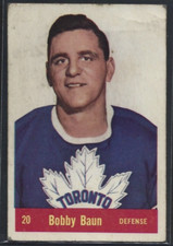 1957/58 Parkhurst #20 BOBBY BAUN RC,Toronto Maple Leafs VG