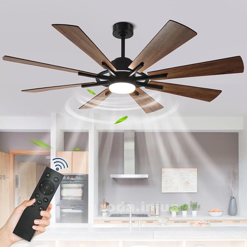 60/72" Ceiling Fan with Lights and Remote APP 8 Blade Indoor&Outdoor Walnut wood - Picture 12 of 49