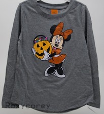 Disney Halloween Gray Minnie Mouse Pumpkin Long Sleeve Shirt Size Small 6-6x NWT