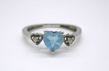 Sterling Silver Topaz Heart Clear CZ Accent Ring Size 6.75 1.7g