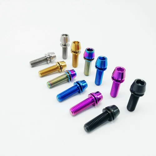 M5x16mm Titanium Ti Bike Stem Bolts Taper Head Bicycle Conical With Washers 6pcs - Picture 2 of 15