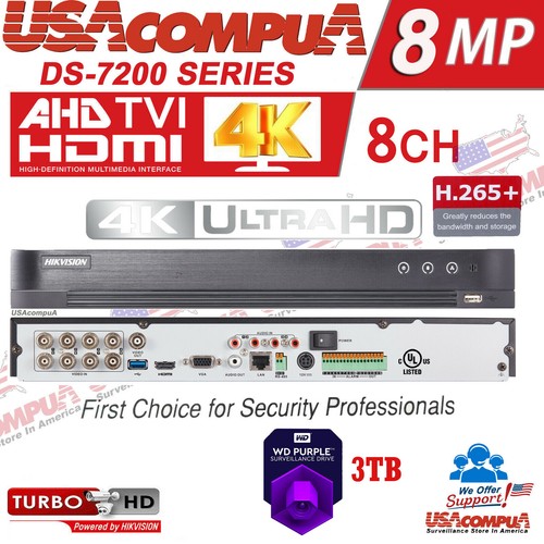 Original 8 CHANNEL 8CH DVR 8MP DS-7208HUHI-K1 HDD WD PURPLE 4KH.265 8 MEGAPIXEL - Picture 10 of 12