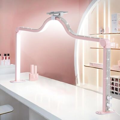 UPGRADED NAIL TECH LAMP FOR DESK 34 IN FOLDABLE LARGE NAIL LIGHT WITH PHONE HOLD