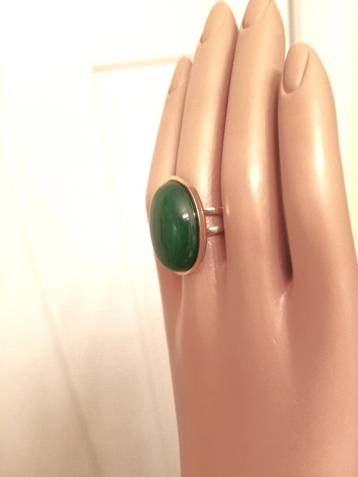 Anillo Jade 18 x 25mm Jade Natural en Plata Inoxidable o Acero Inoxidable 18K GP Foto 4 de 4