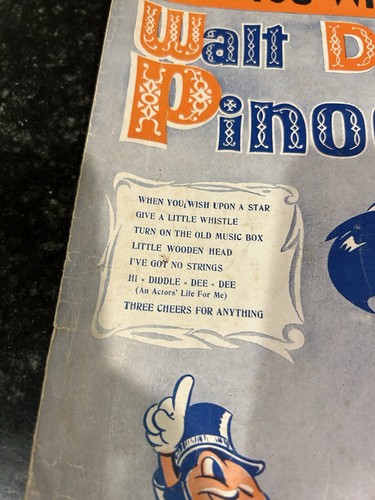 vintage Original sheet music: WALT DISNEY'S PINOCCHIO when you wish upon a star - Picture 3 of 12