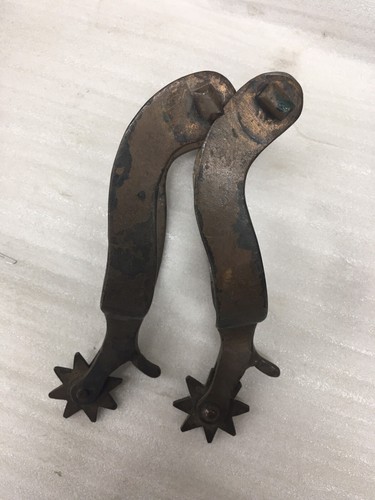 old Pair of Copper Western Cowboy Riding Spurs - working Cowboy Ranch Americana - Picture 3 of 10