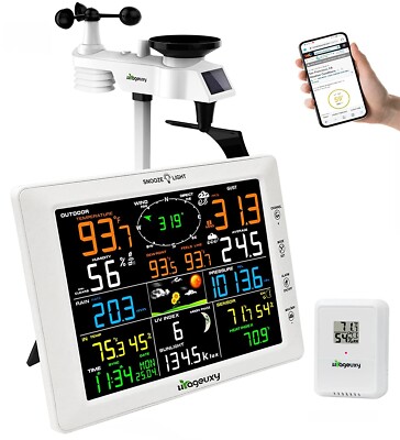 Urageuxy Wireless Wi-fi Weather Station with 10'' Big Color LCD Display (Used)