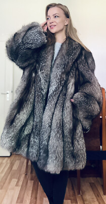 Silberfuchs Echtpelz Kragen Grau Parka Silberfuchs Pelz Jacke Neue