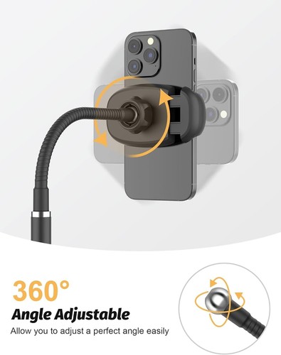 Flexible Gooseneck Phone Stand with 360-Degree Swivel - Stable Recording Support - Photo 6 sur 9