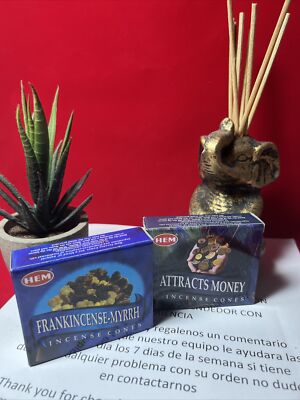 Hem Attracts Money And Frankincense -Myrrh 2 PACK Incense Cones ! Dollar Wealth