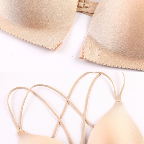 Womens Front Buckle Deep V Bralette Lingerie Push Up Wireless Gather Underwear## - Picture 6 of 33