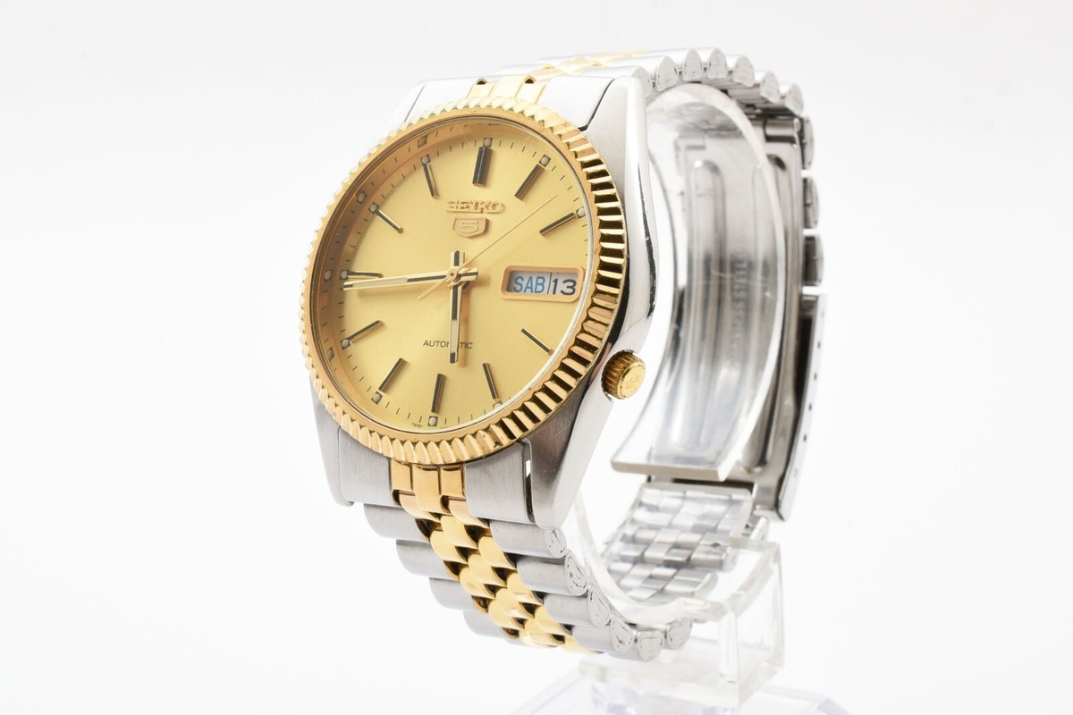EXC+5】SEIKO 5 7S26-0500 Gold Dial Day Date Automatic Men's EXC+5】SEIKO 5 7S26-0500 Gold Dial Day Date Automatic Men's