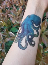 4X Jellyfish Octopus Temporary Tattoo Sticker Waterproof Ocean Watercolor