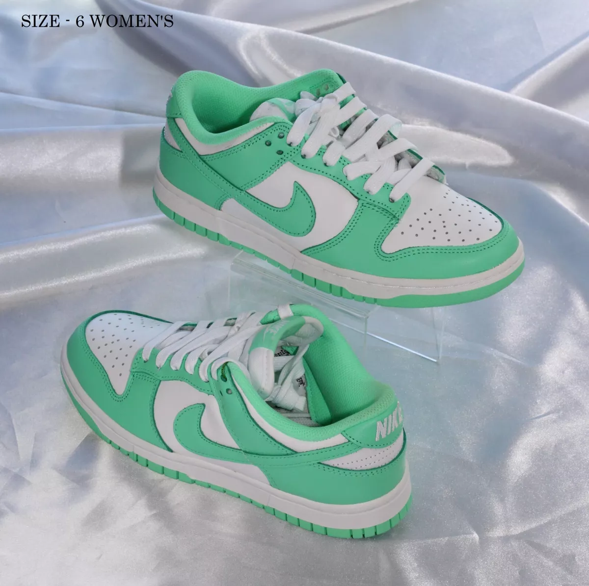Size 6W - Nike Dunk Low Green Glow White Low Top Sneakers (DD1503-105)