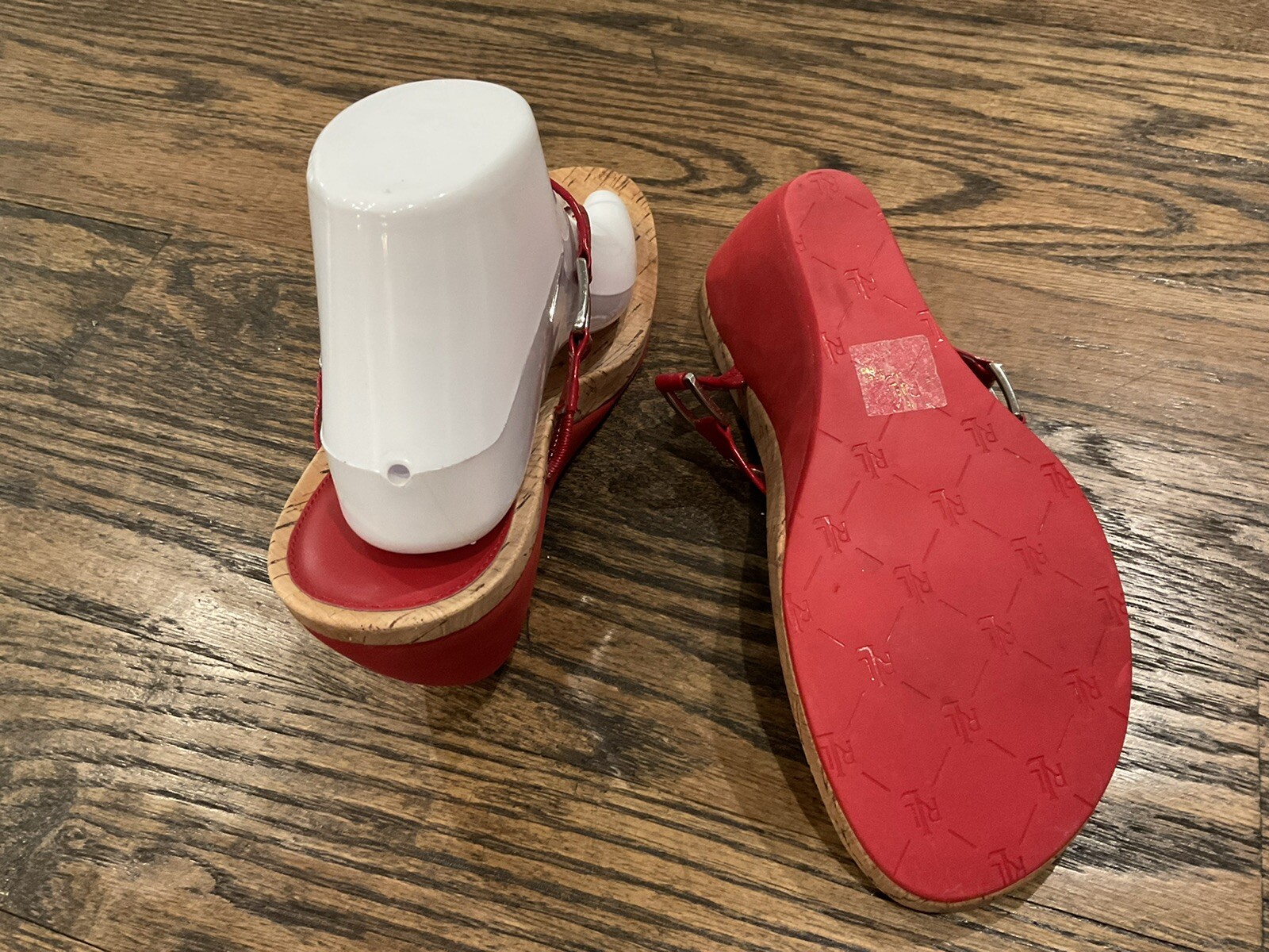Lauren Ralph Lauren Thong Wedge Sandals Red Sz 9B Gem