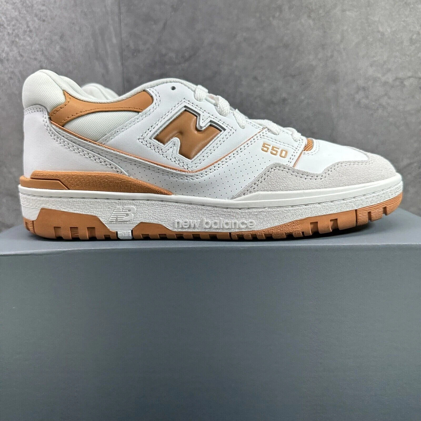 Scarpe casual New Balance 550 arancione bruciato taglia 10 uomo bianche BB550LSC