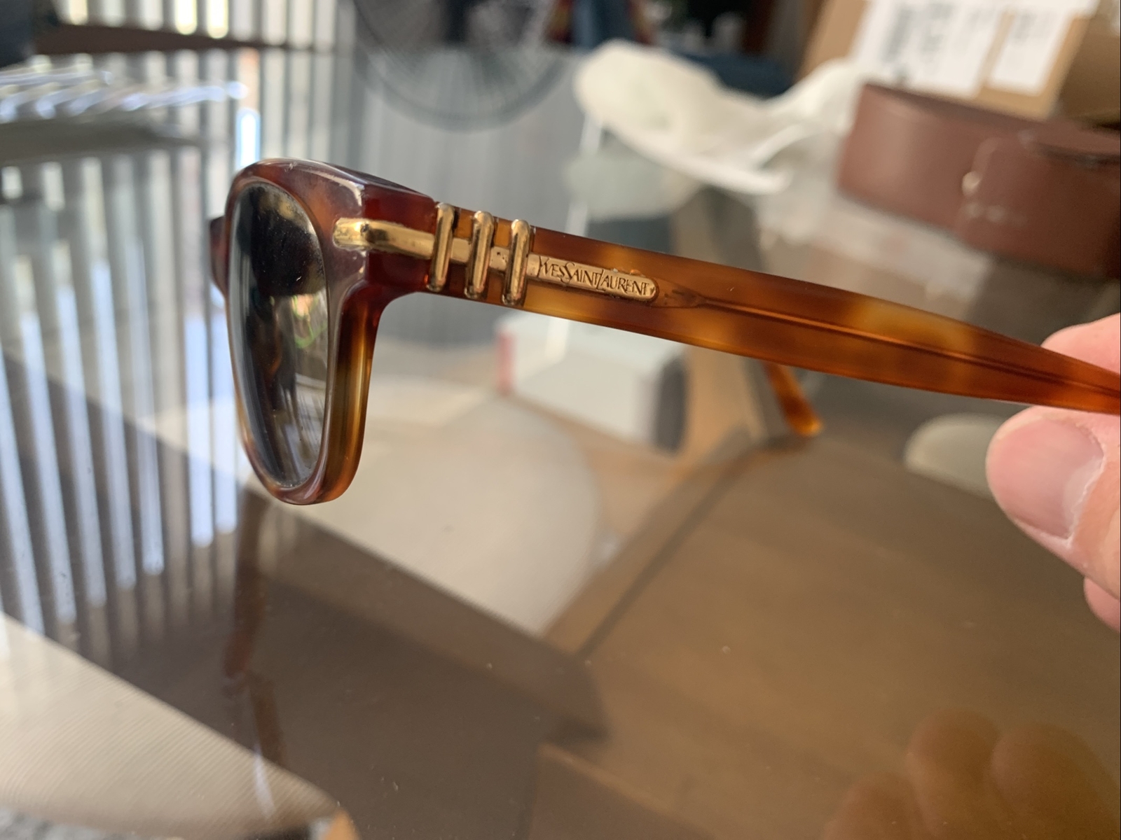 y501 VINTAGE YSL YSL occhiali da sole acetato lenti in vetro Saint Laurent condizioni 6 10