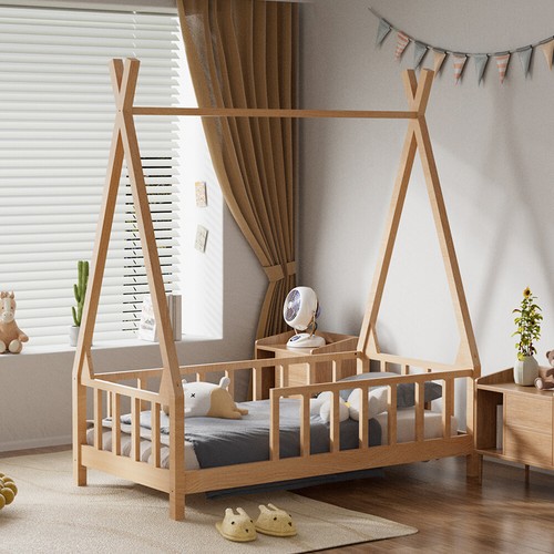 Wooden Kids Treehouse Bed Frame Childrens Toddlers Floor Bed Frame Low Bedstead - Picture 2 of 12