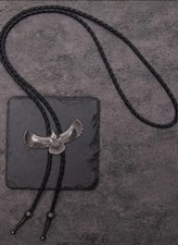 Rodeo Bolo Tie Western Cowboy Black Leather Necktie New Free Ship B4674