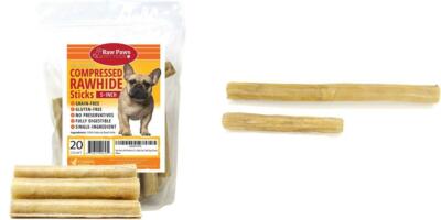 Raw Paws Pet Premium 5-inch Compressed Rawhide Sticks for Dogs