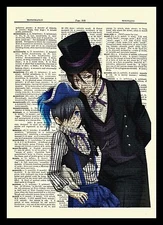 Sebastian & Ciel Black Butler Dictionary Art Anime Circus Poster Kuroshitsuji