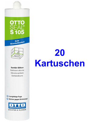 Ottoseal S105 20 x 310ml Sanitär-Silikon Langlebige Fuge, Sicher gegen Schimmel 