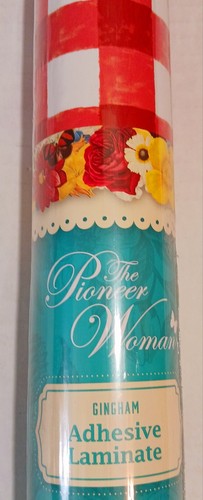 The Pioneer Woman Gingham Adhesive Laminate SEALED Red White 20'x12' - Picture 5 of 11