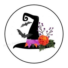 30 WITCH'S HAT HALLOWEEN ENVELOPE SEALS LABELS PARTY FAVORS STICKERS 1.5" ROUND