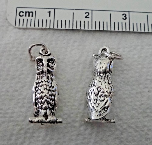 1 Sterlingsilber 3D 20x7mm Massiv Vogel Maskottchen Eule Charm! - Bild 3 von 5