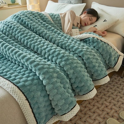 Super Soft Plaid Sleeping Blanket Warm Plush Blankets Sofa Throw Blanket Quilt - Picture 7 of 32