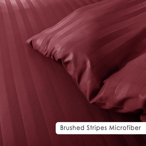 Luxury Duvet Cover Quilt Covers Bedding Set Satin Stripe Single Double King Size - Picture 30 of 74