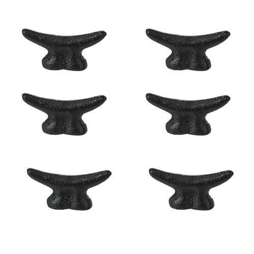 2.5 In Cast Iron Black Nautical Cleat Drawer Pulls Cabinet Knobs Set of 6 - Picture 6 of 7
