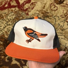 Vtg 90s Baltimore Orioles Drew Pearson Youngan Twill Plain Logo Snapback Hat Cap