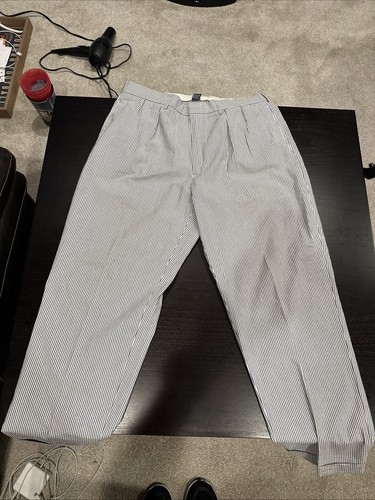 Polo Ralph Lauren Herren Seersucker Hose hellgrau Bündchen Vintage "