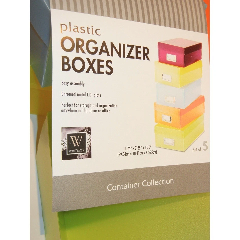 Juego de 5 cajas organizadoras de plástico Whitmor contenedor colección Foto 3 de 4