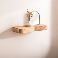 Wandregal Akazie 60Cm HäNgeregal Mit Schublade Holz Wandboard Regal FüR Die Wand
