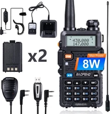 UV-5R 8 Watt Ham Radio BaoFeng Radio with Extra 1800mAh Battery and 771 Antenna