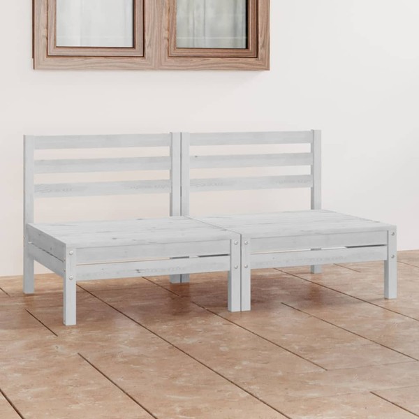 2-Sitzer-Gartensofa Weiß Kiefer Massivholz-image