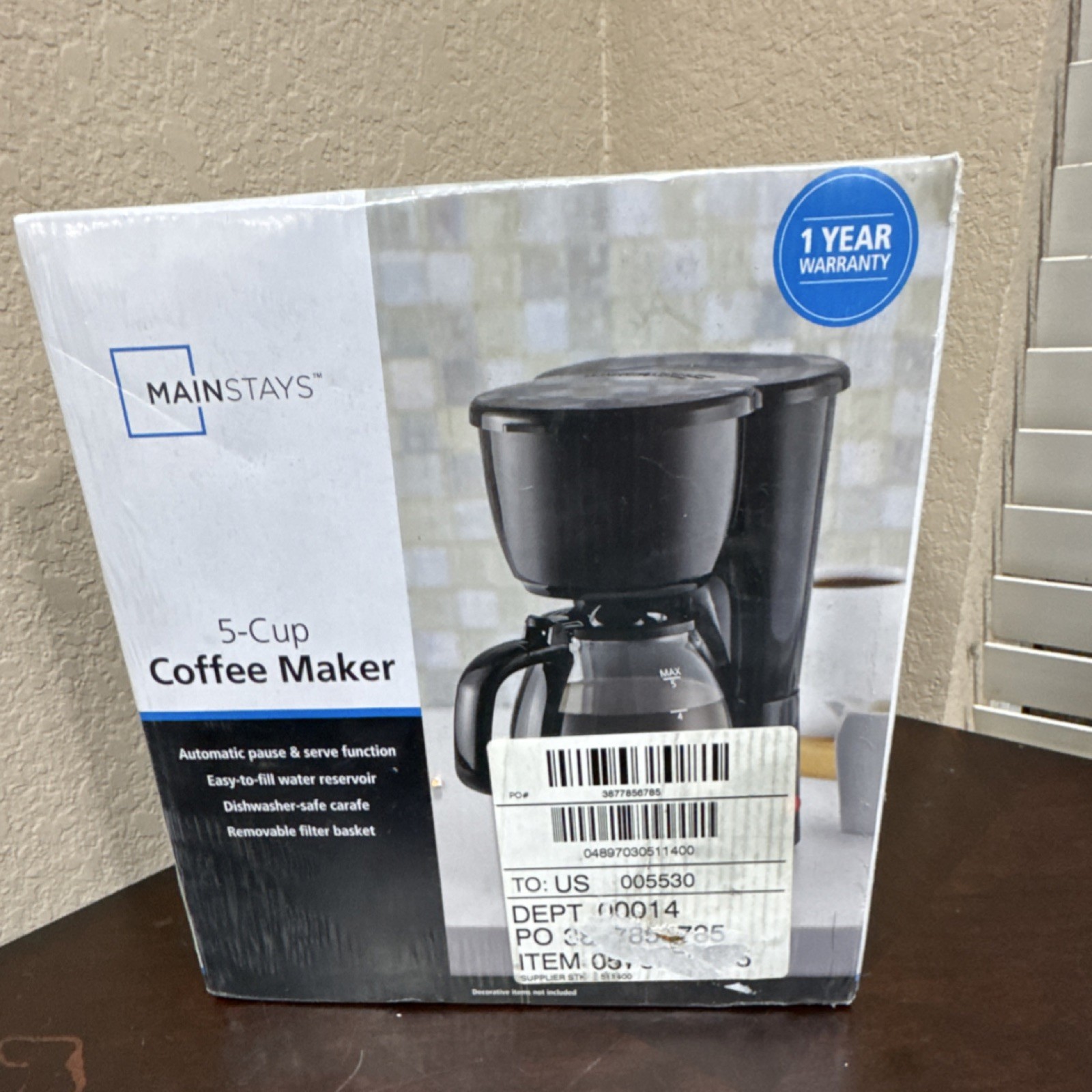 Black Auto Pause & Serve Removable Filter Basket