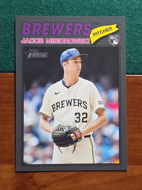 2026 Topps Heritage #144 Jacob Misiorowski RC Rookie Dark Gray Insert M Brewers