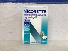 Nicorette Gum 2mg 100 Pieces White Ice Mint 12/2027 New Sealed